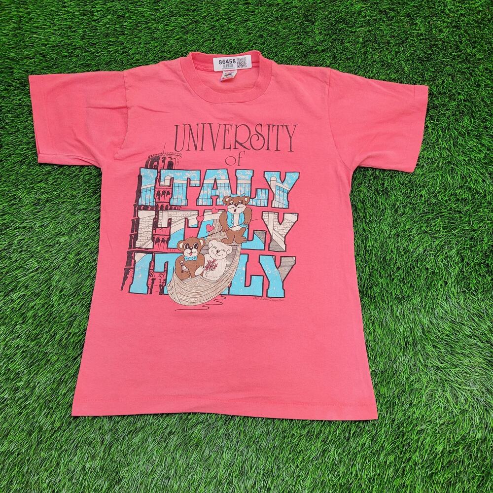 Vintage 1991 University-of Italy Shirt Womens Medium 18x26 Pink